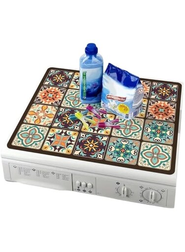 Washing Machine Leather Dust Cover,Washer Sunscreen Mat,Waterproof Washer Dryer Top Mat Covers,Non-Slip,Waterproof,Wear-Resistant,Durable,For Washing Machine,Microwave Oven,Refrigerator