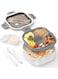 THE WHITE SHOP Salad Container - Large Salad Bowl, Bento Box Tray, Leak-Proof Sauce Container, Airtight Lid, &amp; Fork for Health Adult Lunches; Dishwasher/Microwave Safe(White)