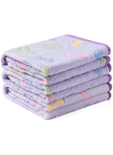 luciphia 1 Pack 3 Blankets Super Soft Fluffy Cute Bone Pattern Pet Blanket Flannel Throw for Dog Puppy Cat (Small(23x16), Purple-2)