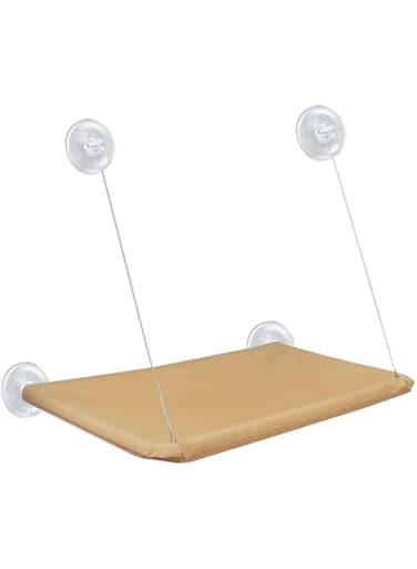 RtottiM Window Mounted Cat Hammock Cat Bed Window Hammock with Suction Cups for Cats Up to 20Kg - Brown