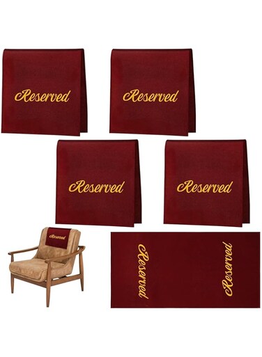 Nibergo Reserved Signs for Pews, 4 Pcs Reserved Chair Signs Church Pew Reserved Sign, 22 Inch Burgundy Gold Reserved Seating Signs, Reserved Cloths Placeholder for Church Wedding Seating Decoration