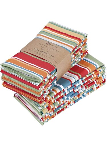 Ruvanti Cloth Napkins 12 Pack(100% Cotton 20" X 20") Dinner Napkins, Soft &amp; Comfortable Cotton Napkins. Multi Color Luxurious Linen Napkins for Family Dinners, Weddings, Cocktail Parties &amp; Home Use.