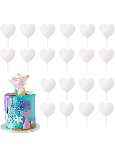 Pack of 10 Acrylic Cake Toppers, Blank DIY Acrylic Cake Toppers, Cake Decoration, Transparent Acrylic Cake Toppers, DIY Cake Decoration, Clear Acrylic Cake Toppers for Birthday Cake Decoration,