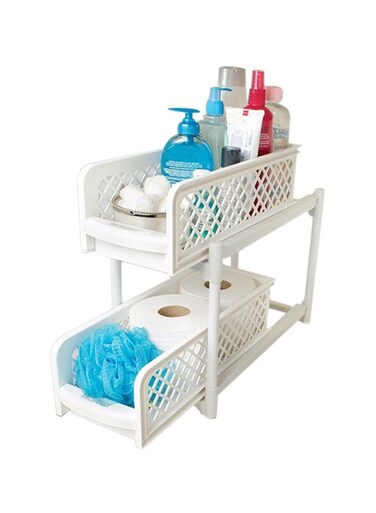 2 Tier Basket Drawers White 29.5cm