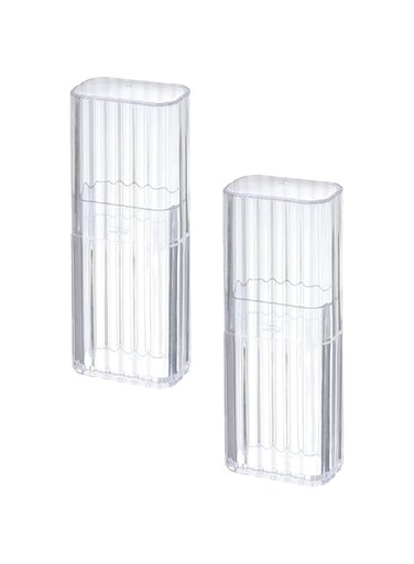 Duomama Travel Cotton Swab Holder Set - Portable Clear Plastic Dispenser Box with Dustproof Lid for Swabs, Toothpicks, Cosmetics - Compact and Convenient Storage Solution (2 Pcs, Transparent)