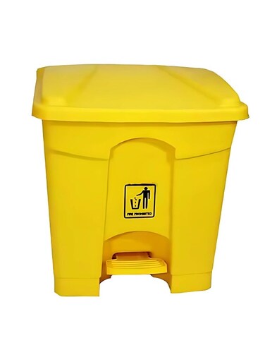 Pedal Waste Bin with Lid - 30L, 45L, 68L, 87L   Grey, Yellow, Red, Green   Durable Plastic Trash Bin with Foot Pedal &amp; Lid (Yellow, 30 LTR)