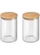 Blackstone Set of 2 Glass Storage Canisters with Airtight Wooden Lids YK4103 (750ML)