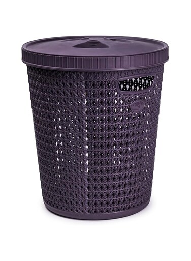 RIO Trash Bin with Automatic Trash Bag Dispenser - Convenient Waste Management Solution with Built-In Liner Box and Free Liner Roll Dark Purple