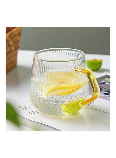 Relief Square Handle Cup Glass Clear 9.5x9.5x9cm