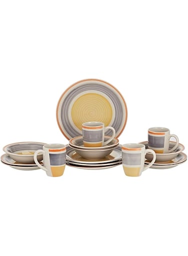 HARMONY Stoneware Dinner Set, Multi-Colour, 16 Pieces, RSP_HP1701