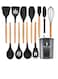 Kitchen Utensils Set,Kitchen Cooking Utensils Set,Spoon,Spatula,446&acirc;&bdquo;&permil; Heat Resistant 12-pcs Non-stick Food Grade Silicone and Wooden Handles, Kitchen Tools Set (Multi-colour)