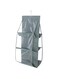 GulfDealz 6 Pockets Hanging Closet Organizer, Clear Foldable Transparency Dust Proof Organizer Bags Hanger, Plastic Material - Grey
