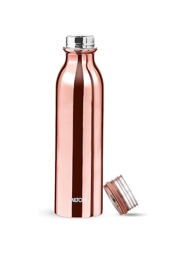 MILTON 710ml Vacuum Insulated Water Bottle with Carry String, 18/8 Stainless Steel, Keeps Drinks Hot and Cold for 24 Hours, Double-Walled Thermos Flask with Inner Copper Coating - Glitz - Rose Gold