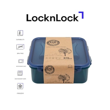 LocknLock Eco-Friendly 870ml Airtight Square Food Container &ndash; Leak-Proof, Microwave, Freezer &amp; Dishwasher Safe &ndash; Assorted Color
