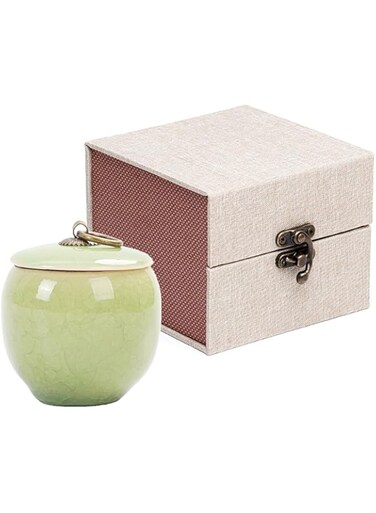 Vencede Handicrafted Ceramics Mini Pet Urns, Cremation Urns Ceramics Memorial Ashes Urn, Ashes Keepsake Memorial Ashes Holder, Pet Coffin, Beautiful Ashes Keepsake, Sealed Ceramic (Apple Green)