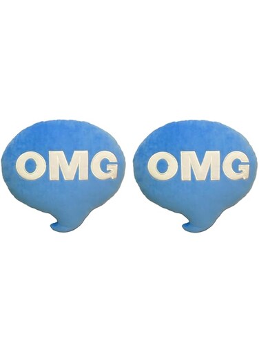 Goldedge OMG Chat Bubble Cushion &ndash; Blue Plush Pillow Pack of 2