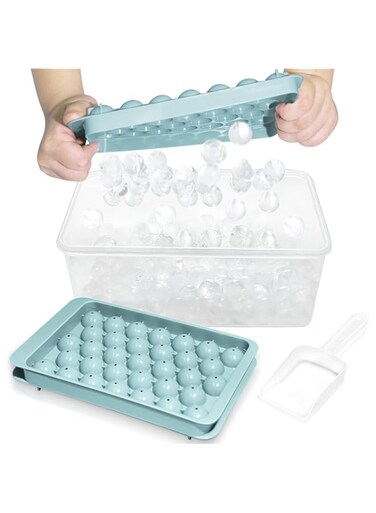 WIBIMEN Round Ice Cube Tray with Lid &amp; Bin