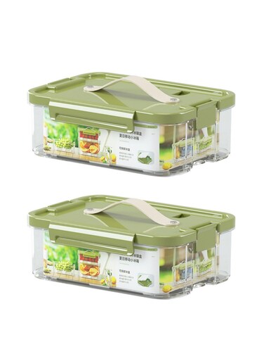 Fruit Storage Containers, Portable Refrigerator Fruit Organizer Bins Vegetable Storage Boxes with Lid and Handle, Stackable Plastic Freezer Snack Boxes for Fruits Vegetables Snack Meat (1000ml &Atilde;&mdash; 2pcs)