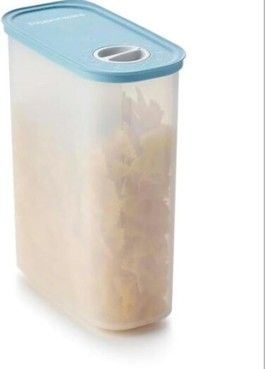 Tupperware Essentials Oval Shape Time Keeper Storage Box, 1.7 Liter Capacity, Clear/Blue