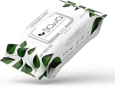 SAWA Health &amp; Household Dog Wipes, 100 Pcs Thick Plant Based Grooming Wipes For Easy Use on Paws, Body and Bum, Unscented pet wipes