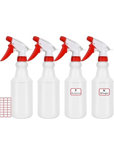IS MUHE Spray Bottles - 4 Pack - Plastic Empty Spray Bottles for Cleaning Solutions, Hair, Plants, Household and Commercial Use - Heavy Duty Water Mist Sprayer -750 ml (25oz)