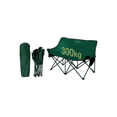 Twin Foldable Camping Chair - Double Loveseat, 300kg Capacity, 600D Oxford, Green