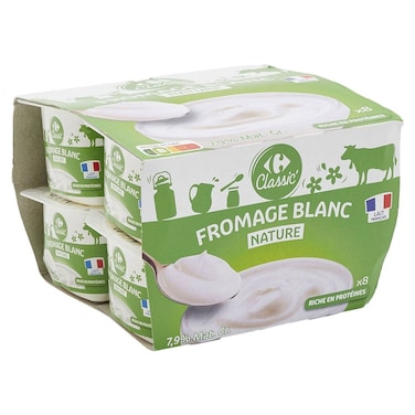 Carrefour Classic Plain Fromage Blanc, 100g, Pack of 8