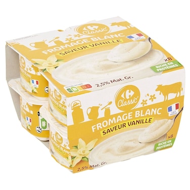 Carrefour Classic Vanilla Fromage Blanc, 100g, Pack of 8