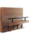 Yahome Rustic Burnt Wood Wall-Mounted Entryway bedroom key Organizer with 5 Key Hooks and Storage Shelf