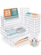 Spark It Home Acrylic Drawer Organizer 25 Trays Set, 4 Sizes Clear Plastic Drawer Organizer Trays for Makeup, Kitchen, Utensils, Jewelry,Vanity Desk,Bedroom, Kitchen, Office and Gadgets