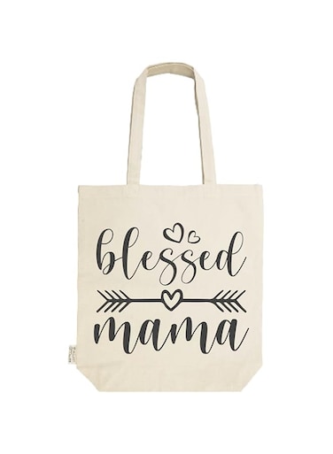 Print Souq Blessed Mama Tote Bag, Mothers Day, Recycled Cotton Canvas