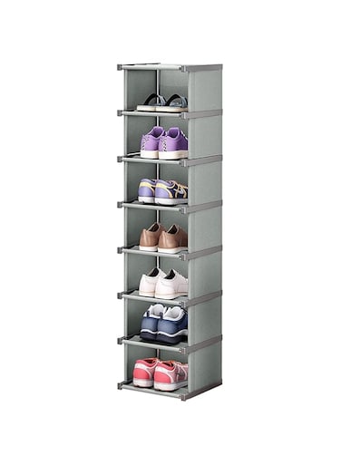 U-HOOME 10 Tier Shoe Rack Storage Box with Cover,Entryway Sturdy Shoe Organizer Holds 20-22 Pairs Shoes and Boots Free Standing Shoe Rag Storage Cabinet Space Saving Shoe Shelf for Closet (Gray)