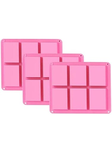 Beauenty Silicone Soap Molds Set of 3, 6 Cavities DIY Handmade Soap Moulds - Cake Pan Molds for Baking, Biscuit Chocolate Mold