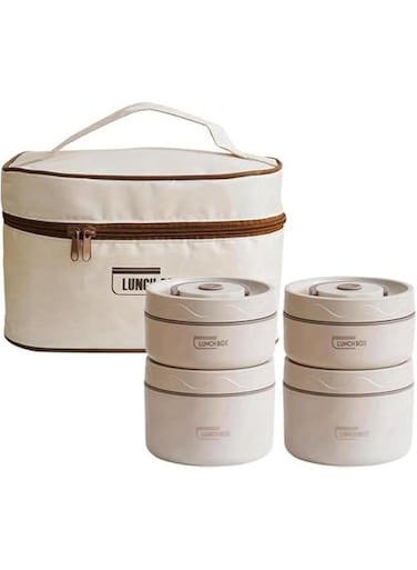 Stainless Steel Bento Box Adult Lunch Box, 4 Stackable Cylinder Bento Lunch Box,Portable Insulated Lunch Containers with Bag,Leakproof Stackable Stainless Steel Food Container for Adult Kids