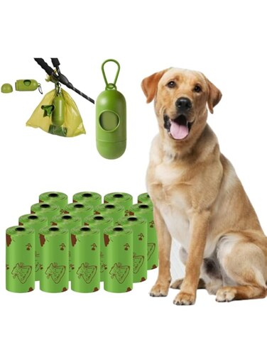 20 Rolls (300 Bags) Lavender Scented Dog Poop Bags   Biodegradable, Leak-Proof, Extra Thick Pet Waste Bags   Green, with Dispenser   Eco-Friendly Dog and Cat Waste Bags   For Small &amp; Large Pets (20)