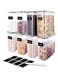 Cereal storage,Food container set,Kitchen Storage Organizer,BPA free Plastic Airtight,set of 2,4,6,8pcs 2.5L 4L each Container with Lid Easy Lock Lids Leak-proof Blue,Black (2.5Liters, Black, 4pcs)