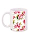 Flower Printed Ceramic Coffee Mug White/Pink/Green
