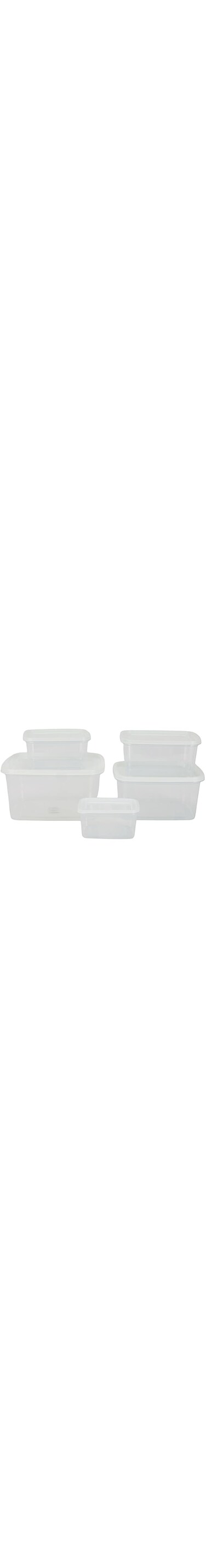 Royalford Plastic Food Storage Container RF12188 Rectangle Pack of 5 Containers, 400ml, 700ml, 1200ml, 1800ml, 2900ml Leakproof for Food, Leftover, Marinades, Dough for Kitchen Organization