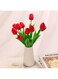 Artificial Tulip Real Touch Fake Flowers Floral Bouquet for Home Office Parties Wedding Event Decor 8 Pcs (Red)