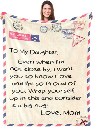 Blanket from Mom - Special Day Gift for Adult Daughter - Valentine's Birthday Throw Blanket 55"X70