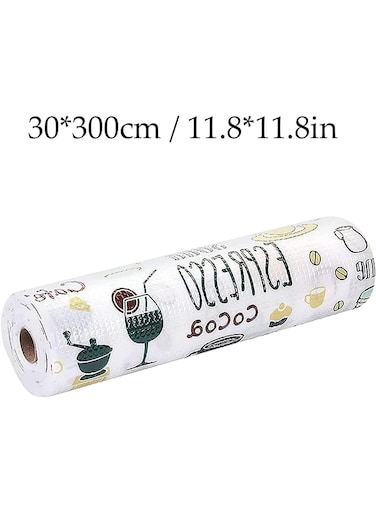 Liner for Kitchen, 2 Rolls 30x300cm Shelf Liner, Non-Slip Drawer Liners, Water-Proof and Dust-Proof Cupboard Liners with Cute Cutlery Pattern for Drawers Shelves Cabinets Refrigerator