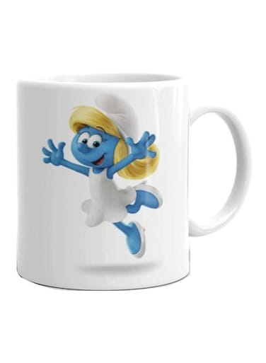 Print Smurf Printed Ceramic Mug White/Blue/Yellow