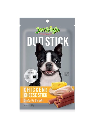 JerHigh 2 Flavor in 1 Stick Dog Treat Duo Chicken with Cheese Snack 50 g