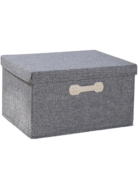 Large Collapsible Linen Fabric Storage Boxes with Removable Lids and Two Handles, Large Closet Organizers for Clothes, Wardrobe, or Bookshelf, Foldable Storage Bins for Home Organization(Gray,60L)
