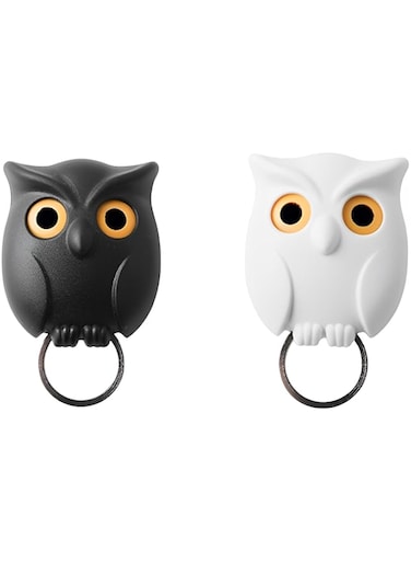 TERRIFI 2PCS Magnetic Owl Key Holder Set, Wall-Mounted, Automatic Open Close Eyes, Cute Owl Key Hooks, Night Owl Keyring Holder for Home Organization