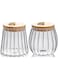 FANTESTICRYAN Small Glass Coffee Nuts Canister Airtight Storage Jar Petal Decorative Container with Bamboo Lid Metal Handle Easy to Grasp 700ml, 23 FL OZ (Set of 2)