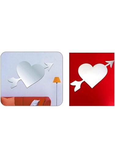 BosphorUS Heart Shaped Mirrored Wall Ornament Sticker, Jm08023