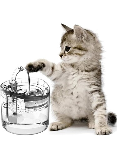 Sausiry LP100 Cat Water Fountain, Dog Water Dispenser, Automatic Pet Drinking Fountain with Faucet Kits, 64oz/1.8L Super Quiet, Transparency