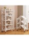 Multilayer Foldable Storage Shelves with Wheels, Heavy Duty Standing Display Shelf Organizer for Kitchen, Living Room, Bathroom Storage, Easy Assembly (5Tiers-White)