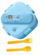 Square Bento Lunch Box Set for Kids, 3-Compartment Portable Food Container with Sealed Lid, Cute Rabbit Anime Design, Includes Fork &amp; Spoon, Ideal for School &amp; Work, 800ml (Bear)